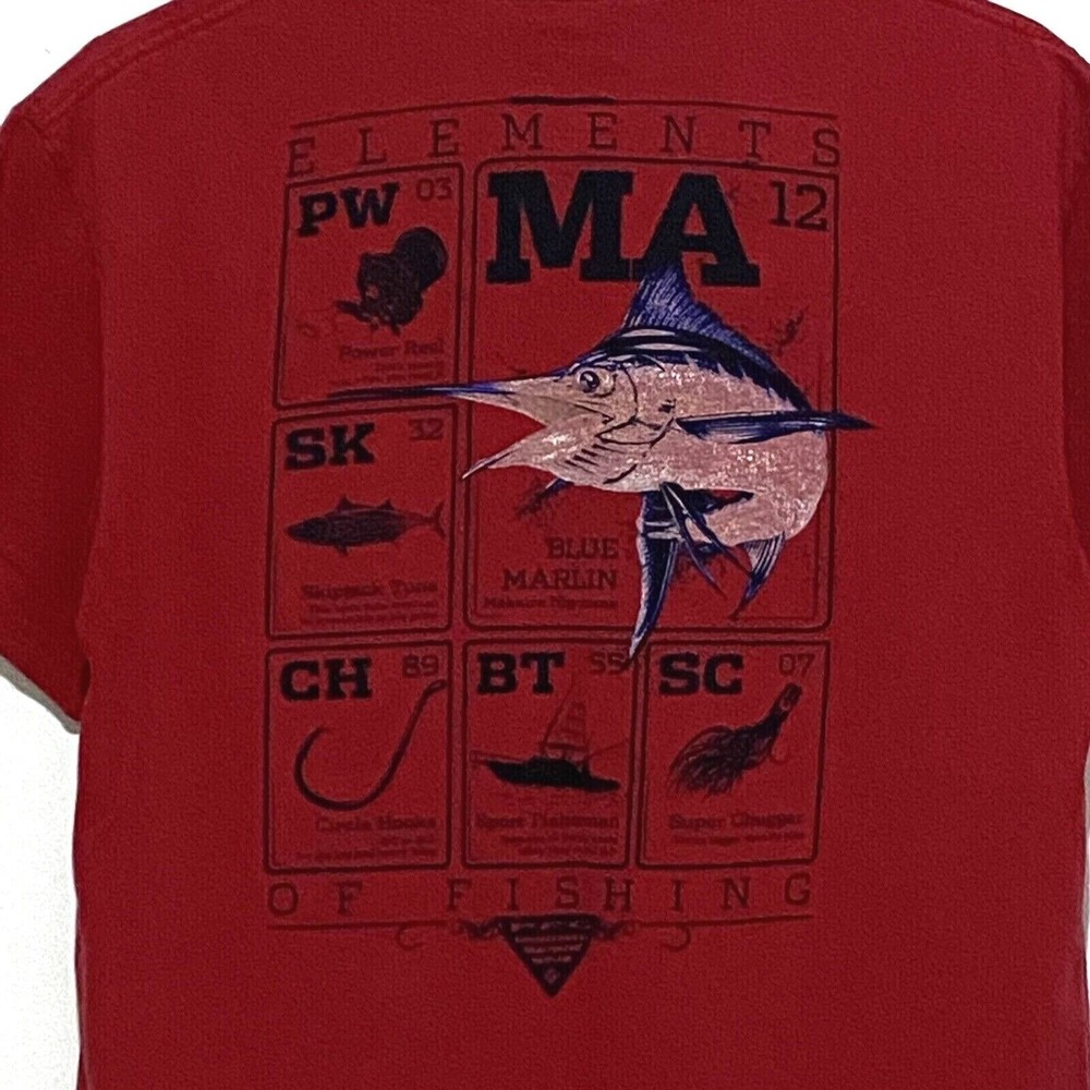 Columbia Fishing Elements Cotton T-Shirt M Red Worn Faded‎ Gorpcore Outdoor life